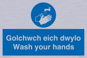 golchwch eich dwylo / wash your hands - safety sign